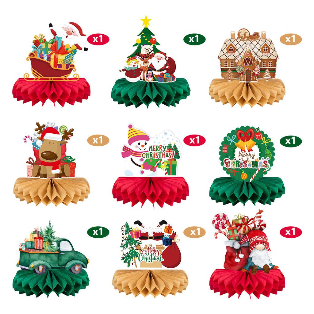 Claus Christmas Santa Reindeer Honeycomb Tabletop Decor Paper For Celebrations