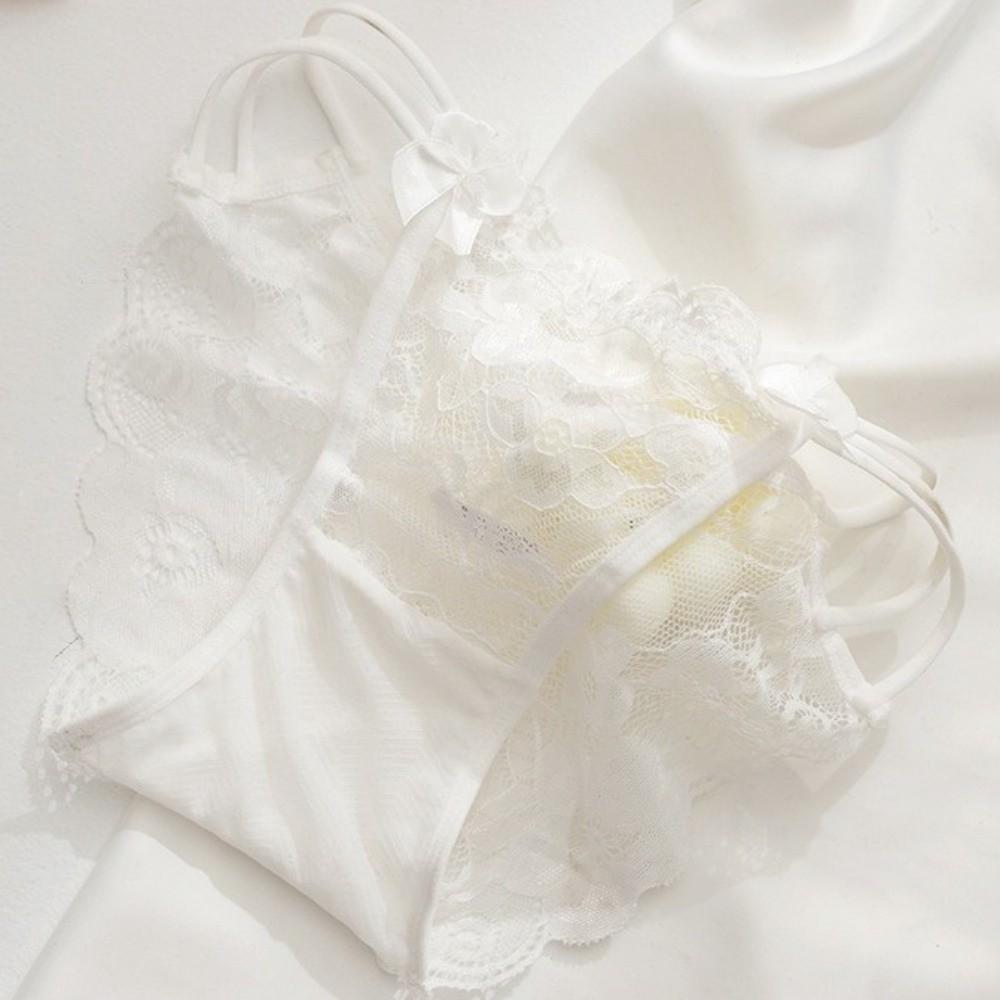 Bow French Style Briefs Transparent Lace Mesh Briefs Thin Strap Women Underwear  Girl