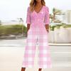 Women's Loose Casual V-Neck Printed Jumpsuit Slim Fit Wide Leg Jumpsuit Wide Leg Jumpsuit