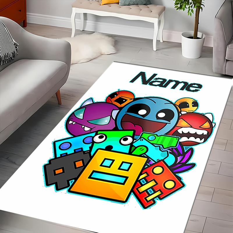 Custom personalization Geometry Dash Area Rug - Perfect For Kitchen, Bathroom,Laundry Room Decor Large Size Available,Gift All Seasons