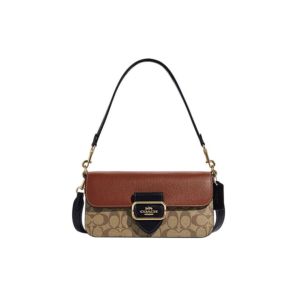 

Coach Morgan 27 Classic Monogram Flap Closure Tote Crossbody Bag Large Women bags Khaki Brown CE560-IME7V Gift Set (Box+Pocket Mirror)