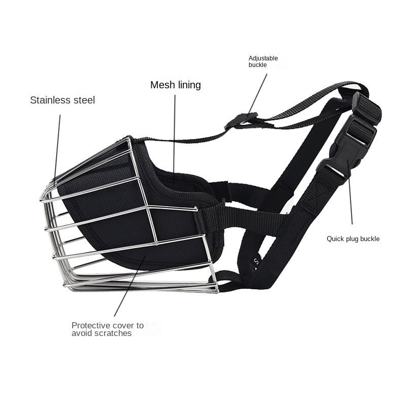 Large and Medium-sized Dog Mouth Cover Anti-eating, Anti-biting, Breathable and Drinkable Stainless Steel Dog Mouth Cover for Fierce Dogs