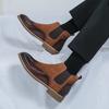 Men’s High Chelsea Boots Dress Formal Retro Brown Ankle Boots Tuxedo Wedding Black Shoes Plus Size