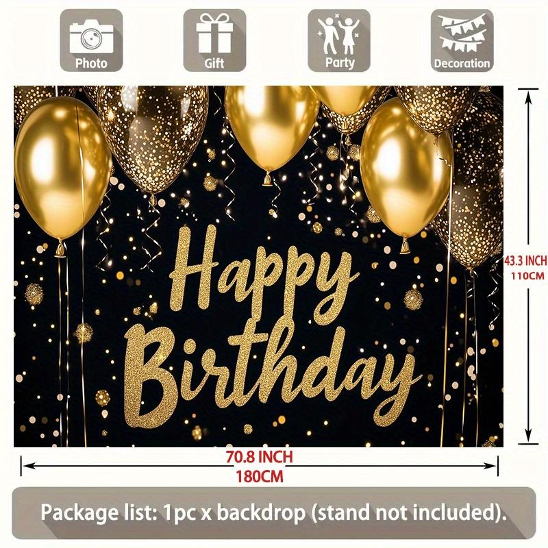 1pc Birthday Glitter Balloon Durable Hanging Banner Golden Polyester