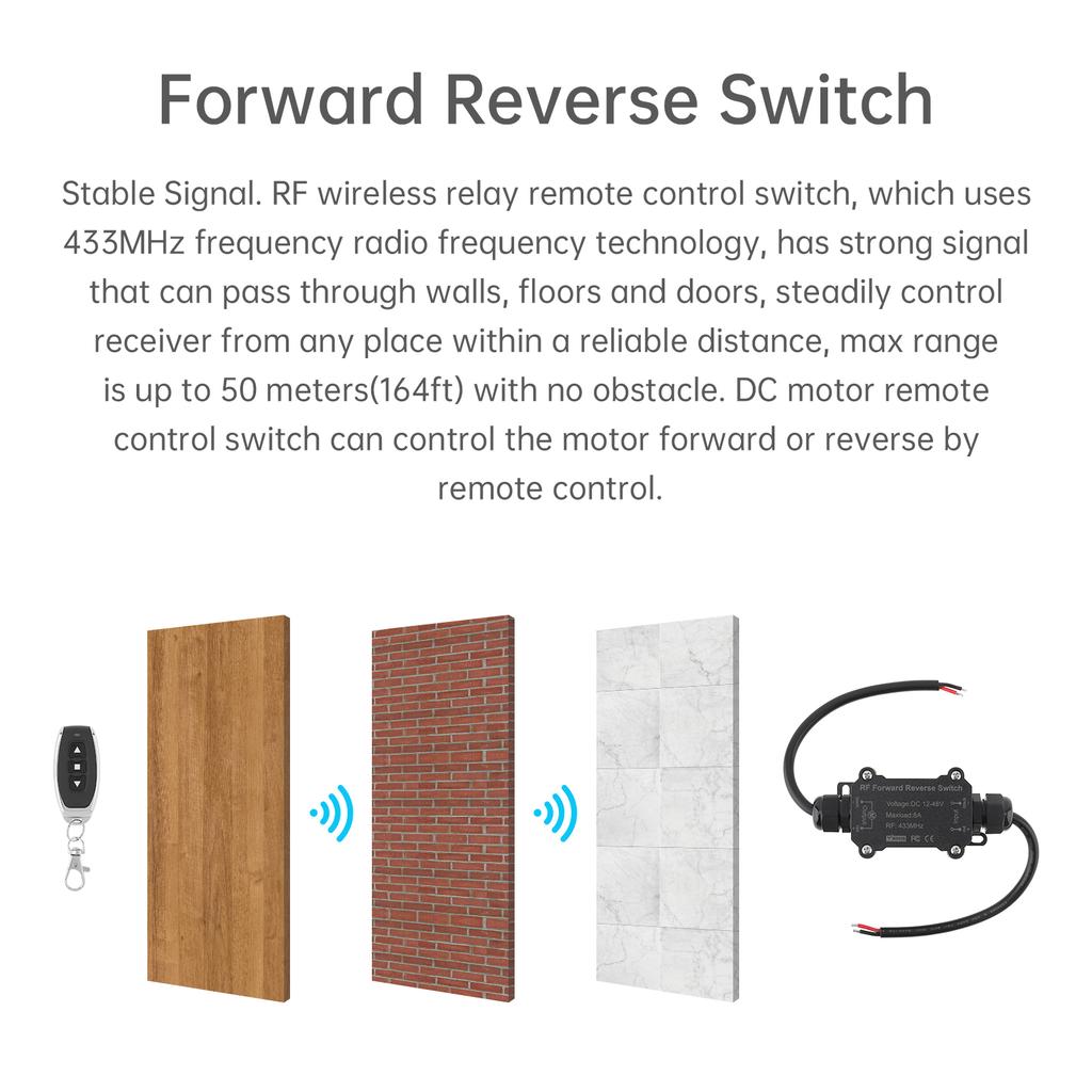 DC Motor Remote Control RF Forward and Reversing 12V - 48V 8A Waterproof Wireless Remote Control Switch Linear Actuator Remote Switch