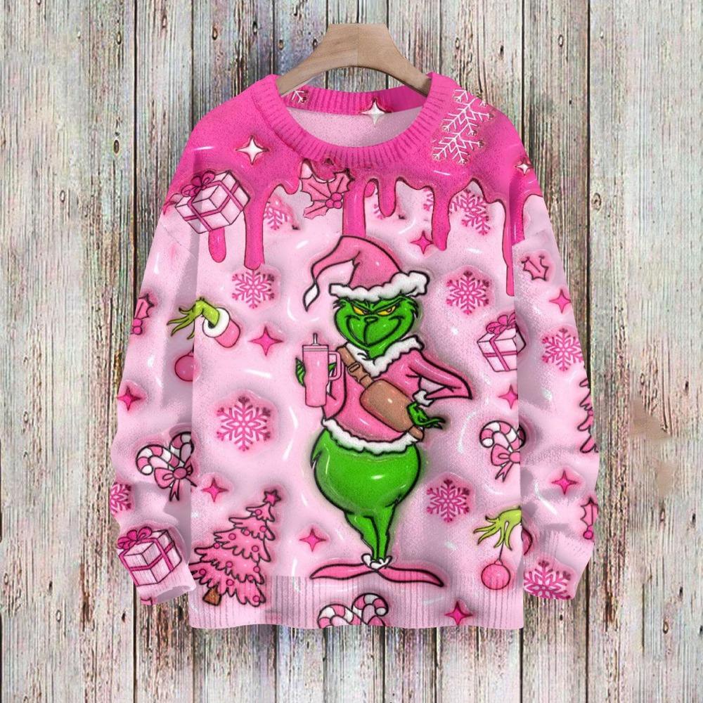 Vánoční móda Pánské Dámské tričko Zelený monster potisk O-výstřih Pulovr Top Ležérní Outdoorová mikina Dětská trička Top Oblečení
