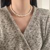 Rice Ball Ugly Natural Freshwater Pearl Silver Toggle Bar Necklace