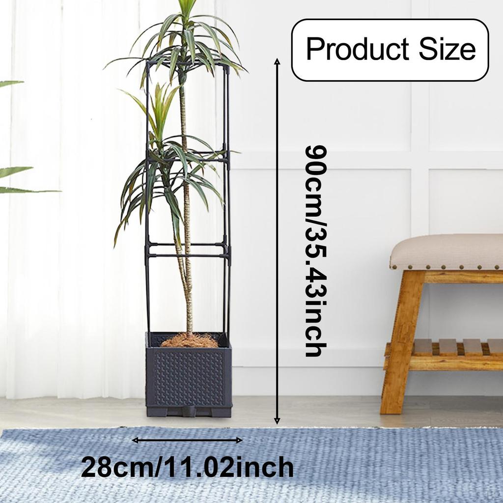 Planter Box with Trellis Plant Pot Minimalist Practical Raised Garden Bed Tomato Cage for Climbing