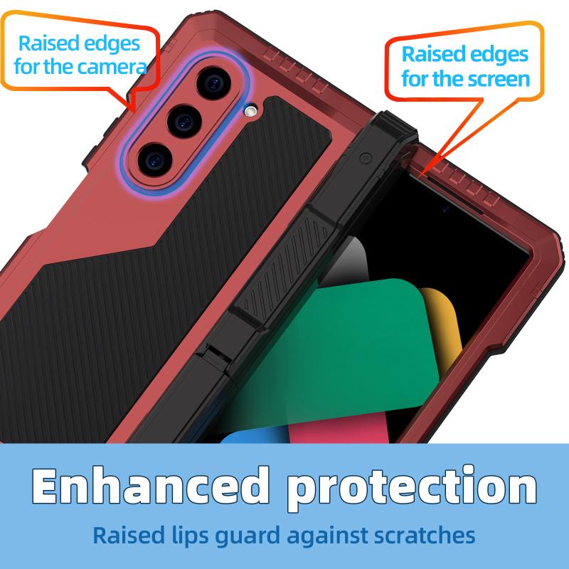 New 360 ° Full Protection Armor Holder With Front Film Metal+Soft Silicone 3-in-1 Shockproof Phone Case For Samsung Z Fold 6 5 4