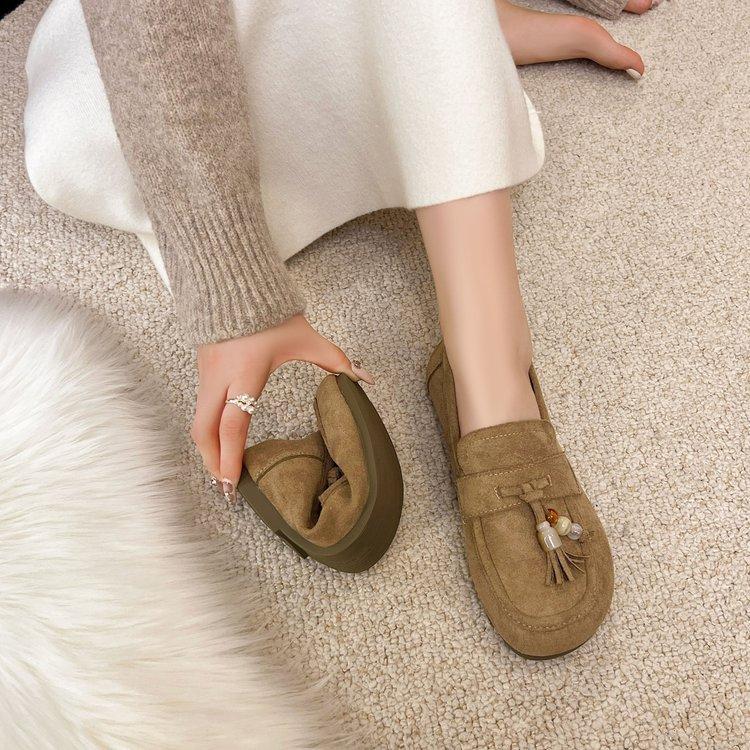 Bohemian Soft-soled Beanie Shoes Women's Loafers Autumn 2025 New Casual Pregnant Women Flat One-pedal Single Shoes