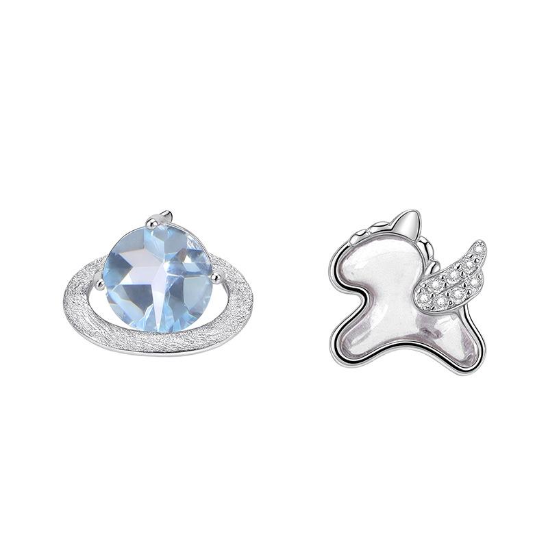 

Natural White Crystal Lucky Horse S925 Sterling Silver Necklace Earrings Planet Zodiac Horse Jewelry 925 silver