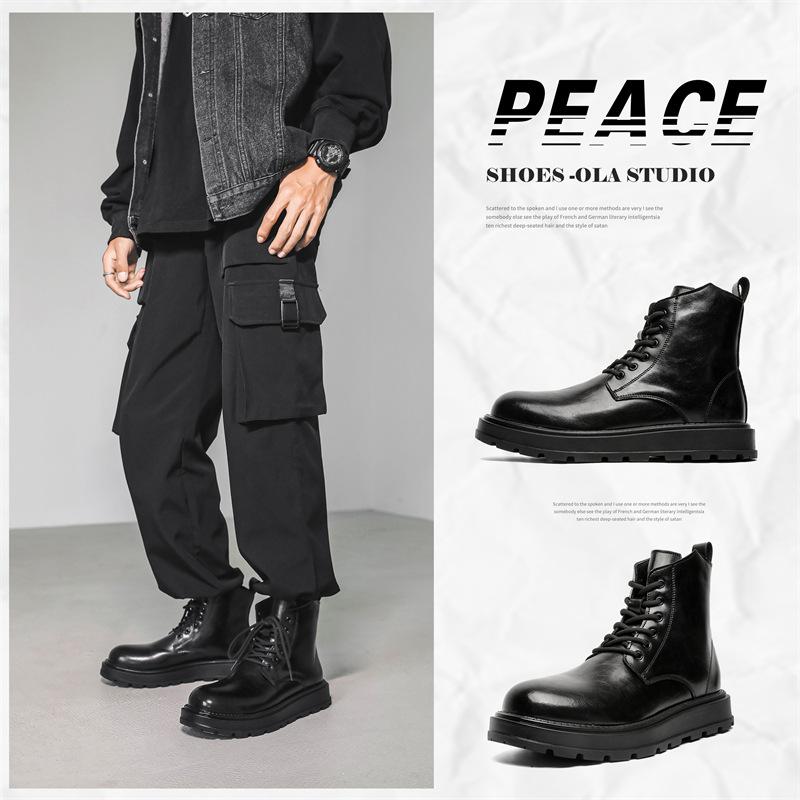 Chelsea Boots Men'S Autumn And Winter New British Style Business Leather Shoes Mid-Top Martin Boots Men'S 2908-J