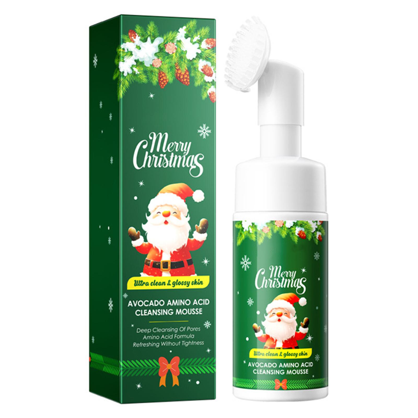 

Рождественская пенка для умывания с силиконовой щеточкой Мягкое очищающее средство для умывания для праздничного ухода за кожей Фестивальный подарок One Size зелёный