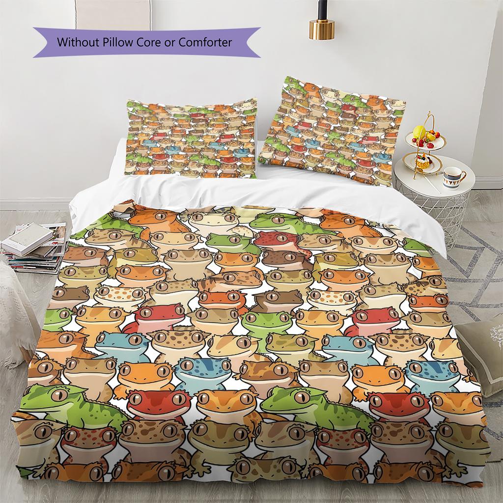 Cartoon Animal Art Pattern Bedding,Quilt Set Quilt Cover Pillowcase Home Birthday Gift (1 * duvet cover + 2 * pillowcase, without core)
