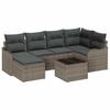 Garden Sofa Set with Cushions 7 Pcs Grey Poly Rattan