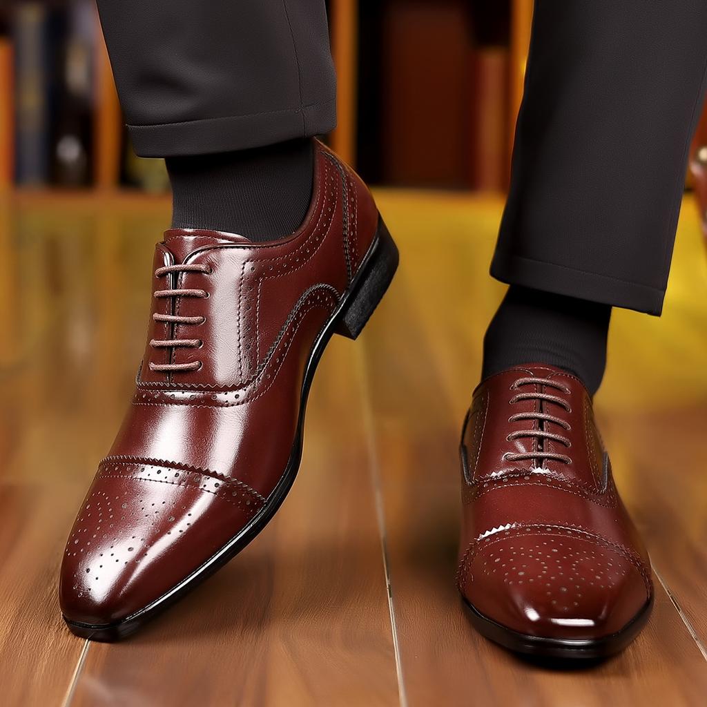 British Gentleman Designer New Men's Lace Up Brogues Oxford Shoes Male Luxury Formal Wedding Prom Dress Homecoming Footwear