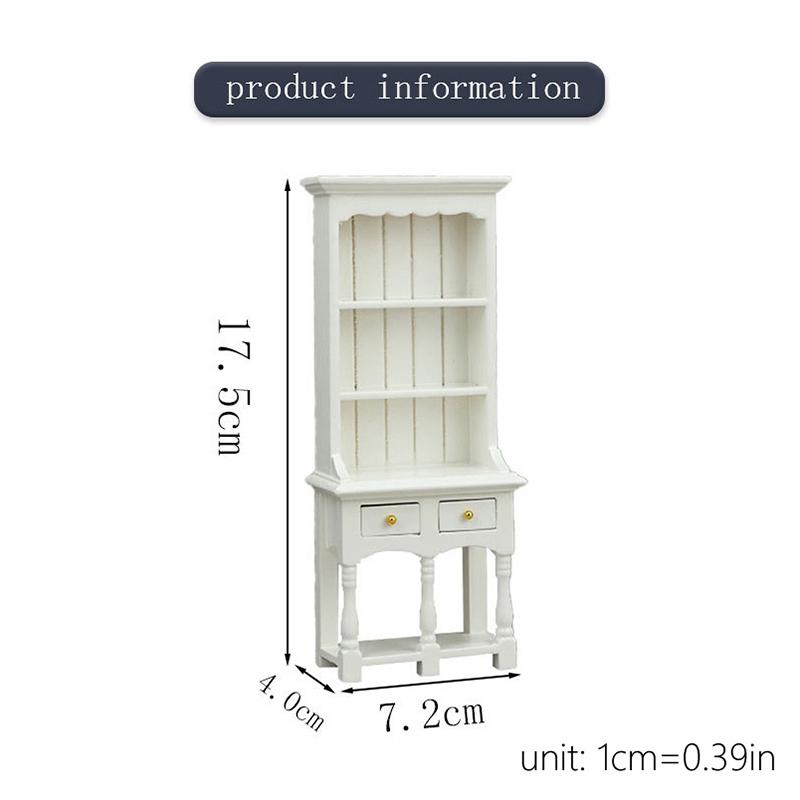 [JN] 1/12 Dollhouse Mini Bookcase Cabinet Model Display Storage Rack Furniture Decor Toy