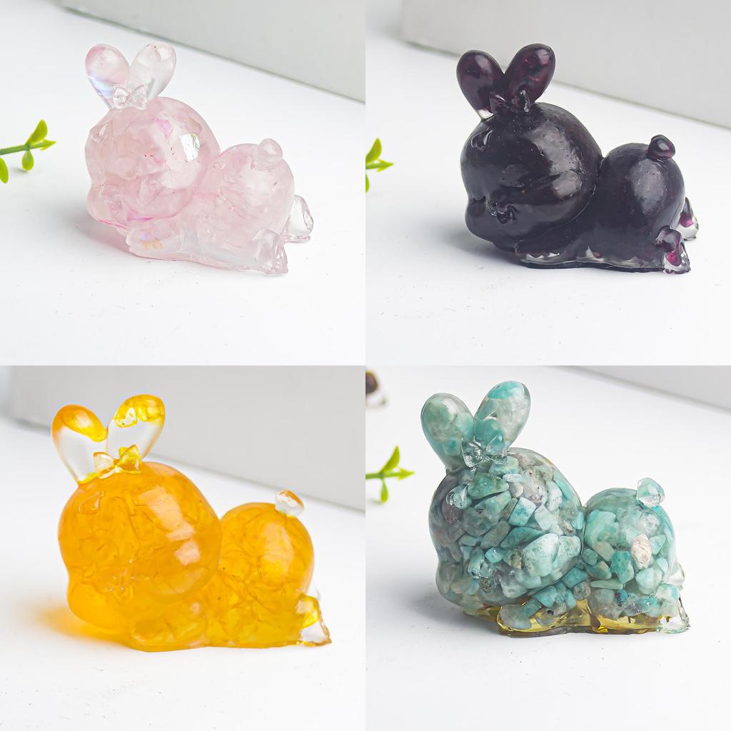 Crystal Rabbit Figurine Gift For Home Office Decor With Natural Gemstone Material