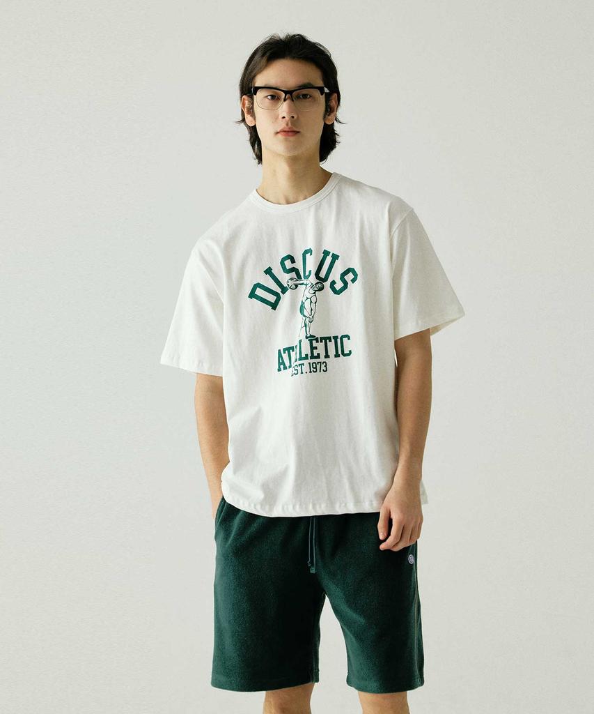 DISCUS ATHLETIC Heavyweight Center Logo T-Shirt Off-White