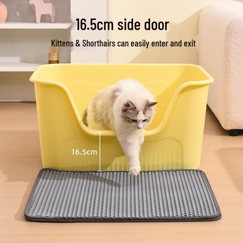 Oversized Splash-Proof Semi-Enclosed Cat Litter Box