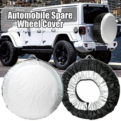 Universal 210D Oxford Cloth Car SUV Tire Cover Case Black Silver Coated Waterproof Wheel Bag Tyre Spare Storage Cover