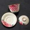 Chinese Traditional Ceramic Gaiwan Household Tea Tureen Handmade Flower Teacup Travel Portable Tea Set Teaware Accessories 110ml