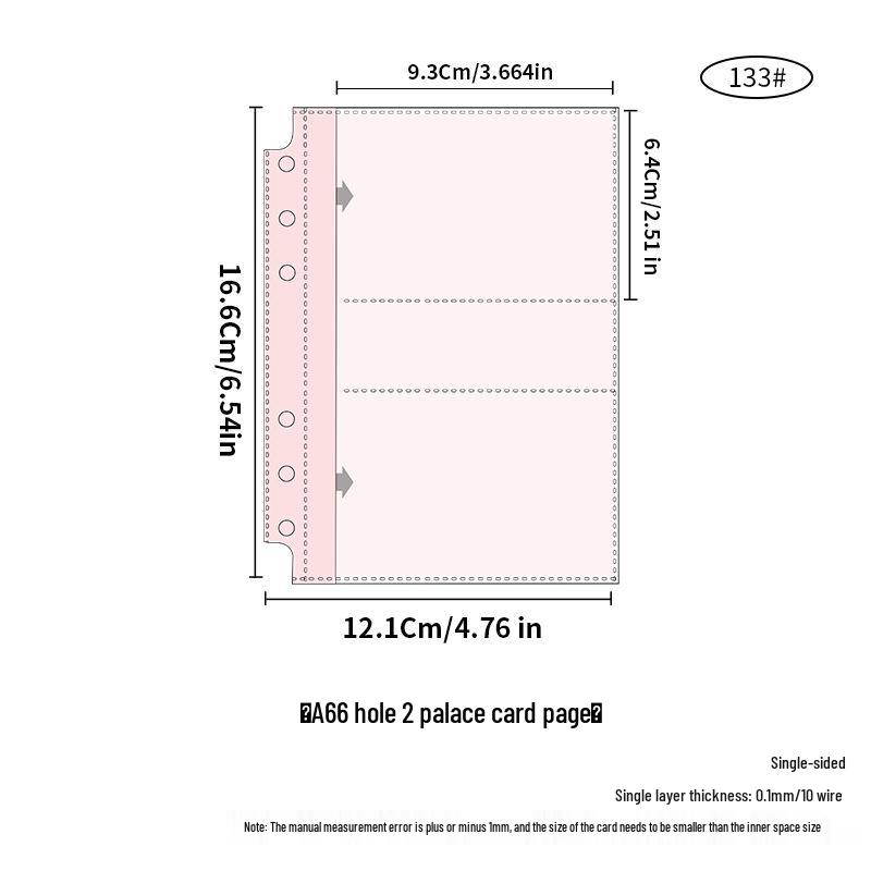 Transparent Card Album Inner Pages for A4/A5/A6/A7 Binders - Nine & Four Pocket Star Fandom Card Storage Refills
