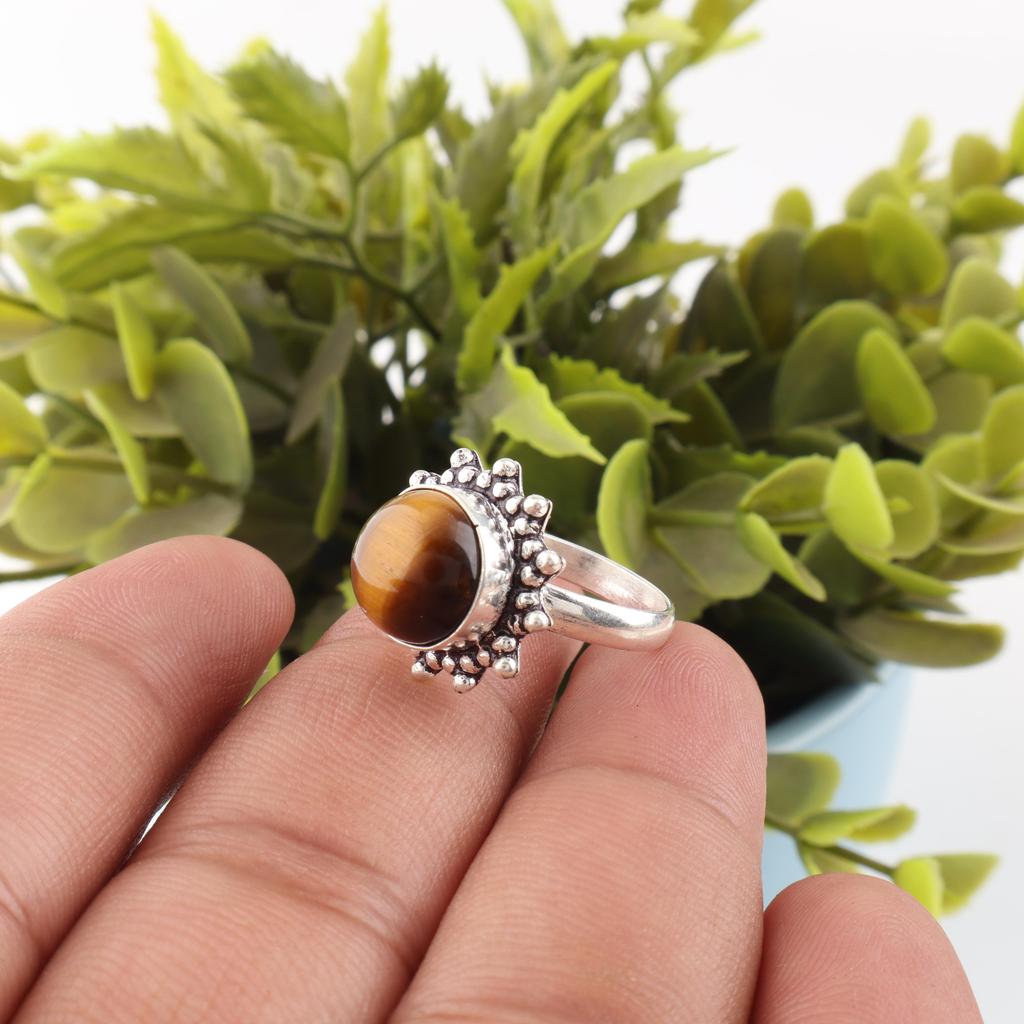 Yellow Tiger's Eye Ring, 925 Solid Sterling Silver Gemstone Jewelry, Handmade Ring, For Thanksgiving