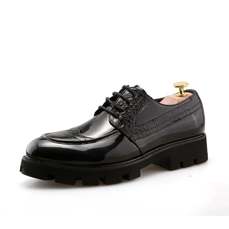 

Туфли из кожи на толстой подошве с острым носком 2025 осень новая деловая повседневная шнуровка тренд британские кожаные туфли 43 чёрный