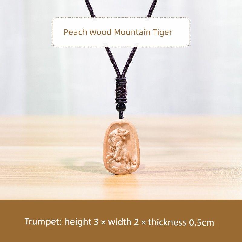 

Chinese Zodiac Zodiac Zodiac Tiger Wooden Pendant Ornament Pendant Upland Tiger (peach wood | Small size)