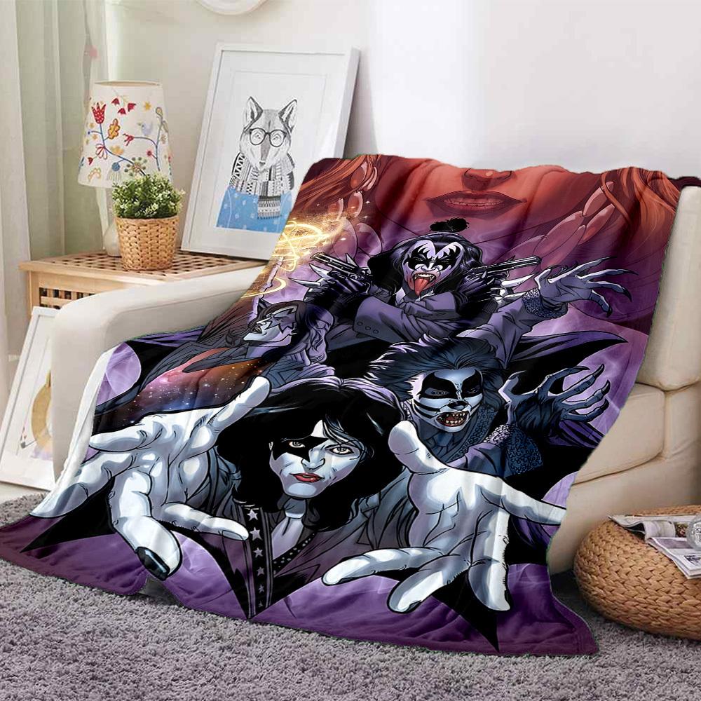1pc KISS Band Flannel Blanket, Soft Skin Friendly with Digital Printing, Various Sizes Available for Family, Friends, Birthday