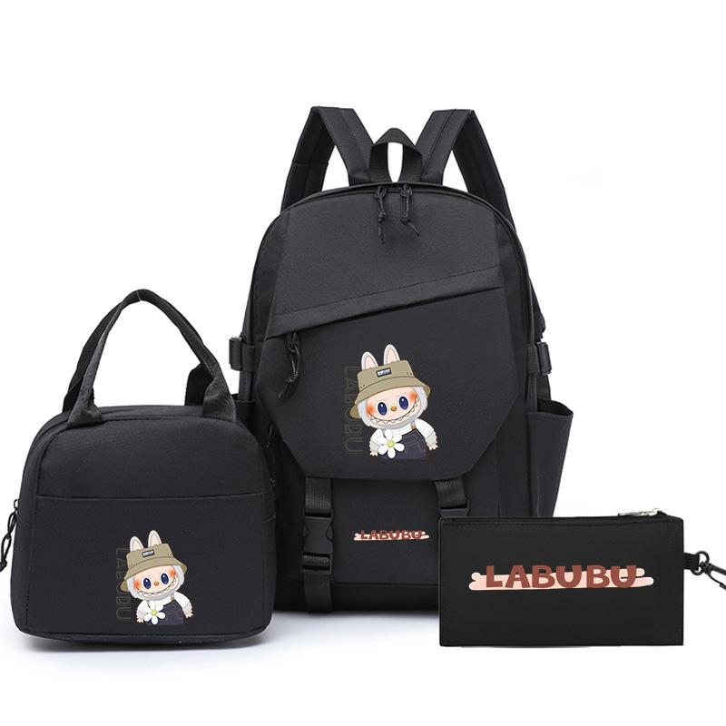 School Bag New Printing Three-piece Set School Bag Cartoon Rabbit Student Backpack Satchel Boys and Girls