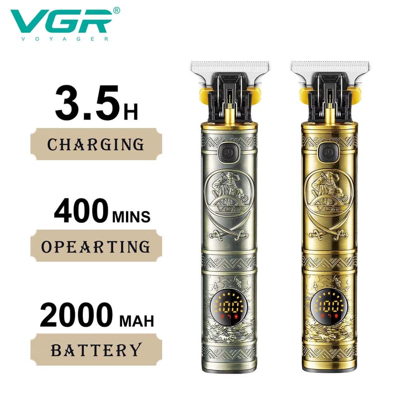 Men's Universal Metal Razor Head Retro Carved Hair Salon LCD Digital Display T-shaped Electric Clippers Safely Trim Hair Without Hurting The Skin