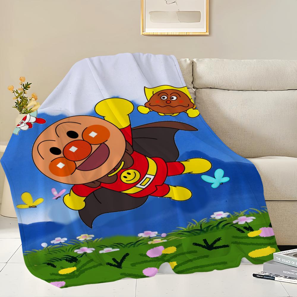Cute A-Anpanman Printed Comfortable and Soft Sofa, Living Room Bed, Bedroom Blanket Suitable for Travel and Gifts