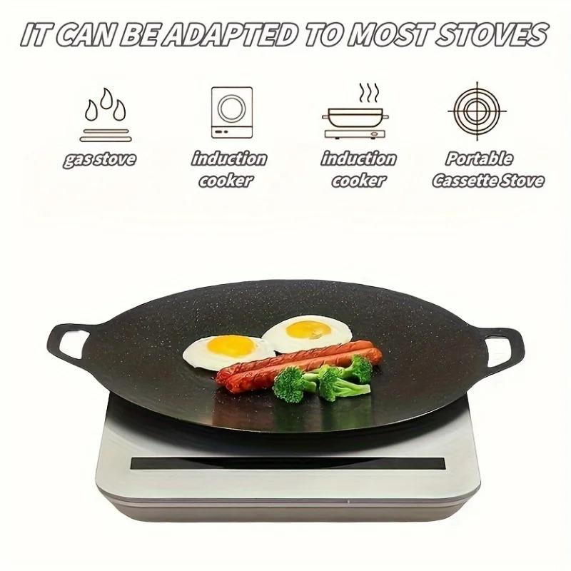 Outdoor electrical dual-use non stick baking tray with handle,evenly heated,easy to clean,for stir frying noodle,fried egg,steak