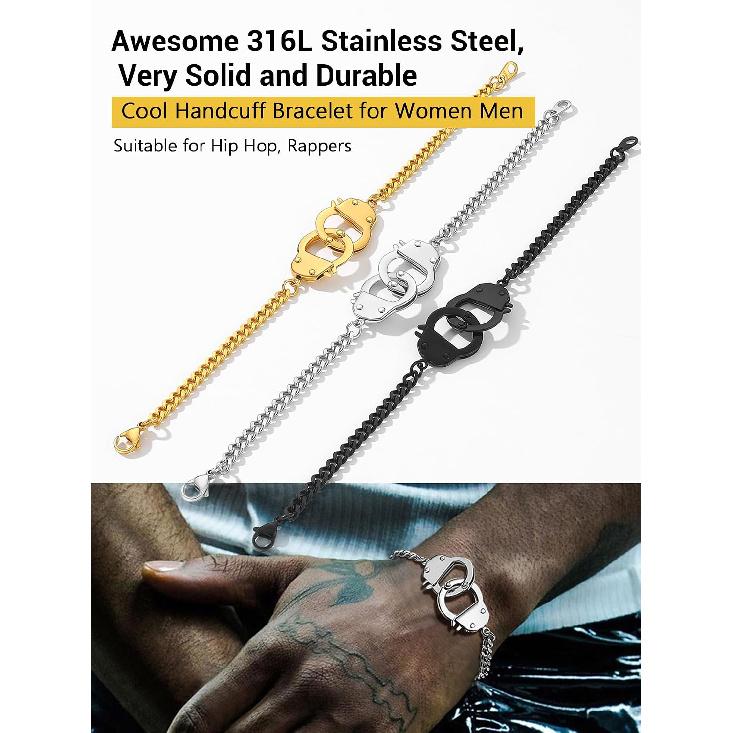 PROSTEEL Alla moda Design Manette/Testo Personalizzato Cavigliera da Donna, Cavigliera in Acciaio Inossidabile 316L, colore Argento/Oro/Nero,Basso