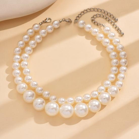 Yousheng Multi Strands Faux Pearl Choker Retro Round Imitation Pearl Necklace Flapper Necklace Accessories for Wedding Gatsby Themed Party