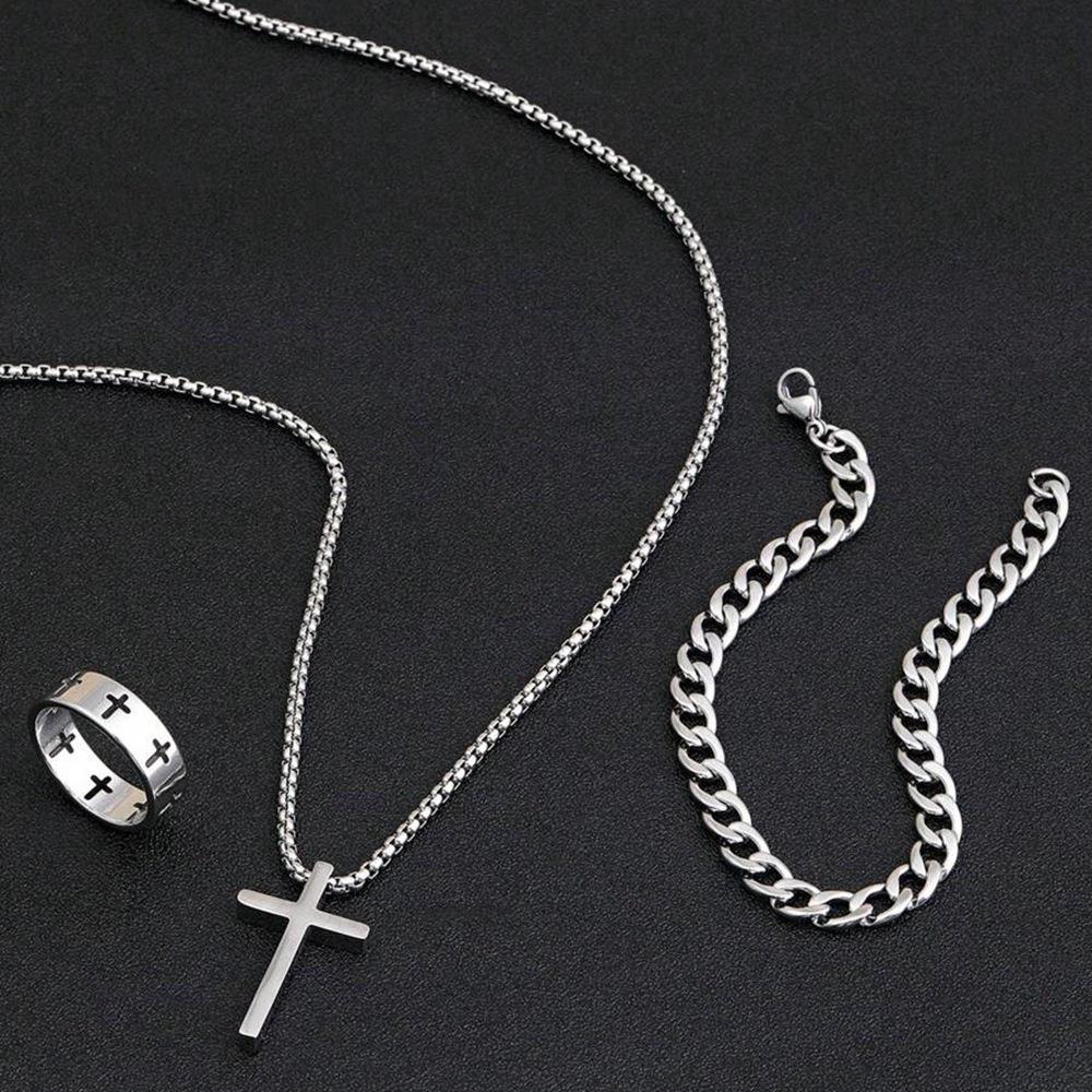 Temu Shein Cross-Border Jewelry Set: Street Trend Hip Hop 3-Piece Collection