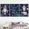 Nursery Wall Art Space Astronaut Rocket Earth Moon Quotes Canvas Painting Nordic Posters And Prints Decor Pictures Baby Boy Room