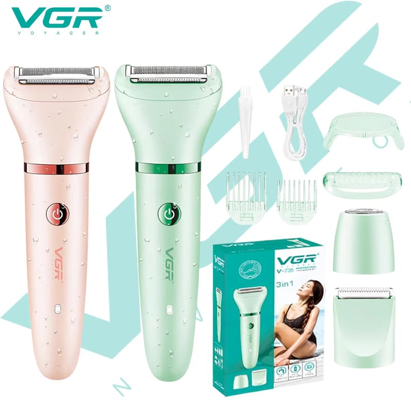 VGR 735 3-in-1 Hair Removal Device for Women, Shaver for Removing Scars, Electric Rechargeable Professional Hair Trimmer