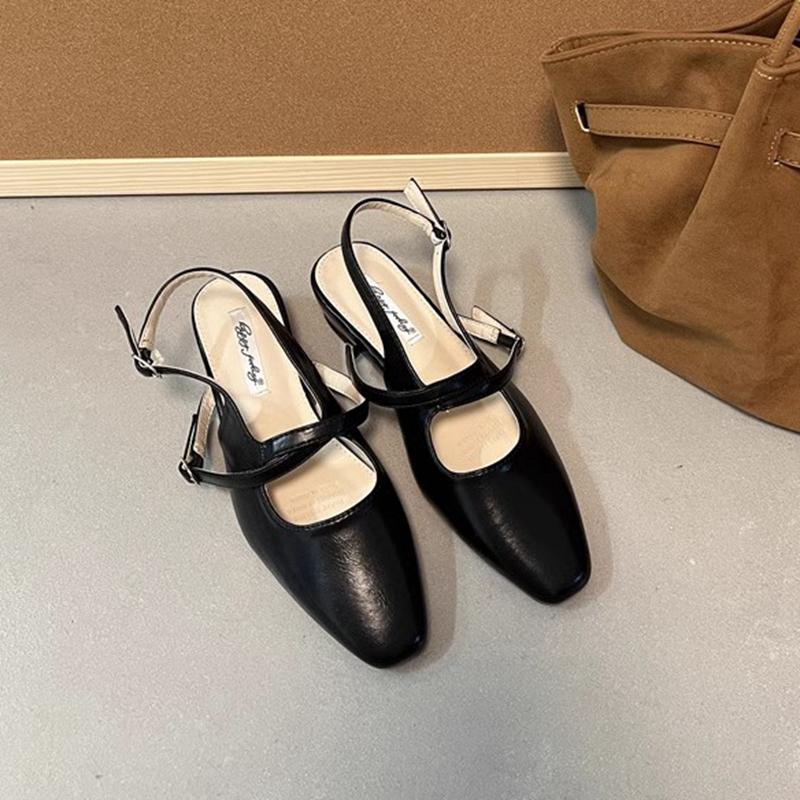 

Мода SUOJIALUN 2025 Весна Новые Женские Сандалии Мода Круглый Носок Дамские Элегантные Босоножки С Открытой Пяткой Квадратный Низкий Каблук Уличные Туфли-Лодочки для Платья 40