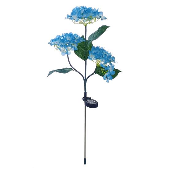 3-Head Solar Hydrangea Flower Garden Light with Colorful LEDs Waterproof Outdoor Stake Lamp