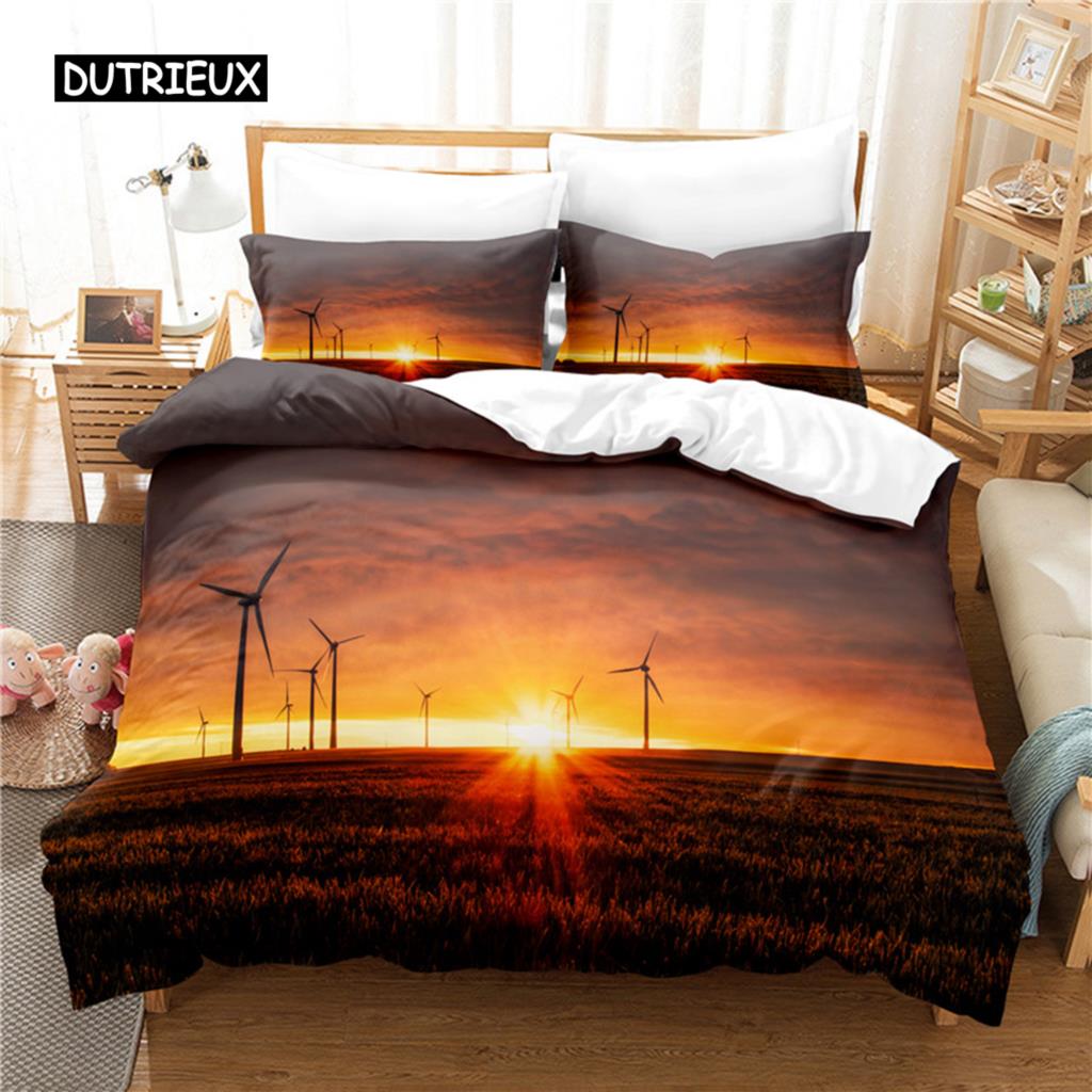 Západ slunce Ložní souprava Sada povlaku na přikrývku 3D ložní prádlo Digitální tisk Ložní prádlo Velikost Queen Módní design