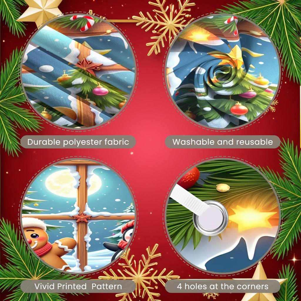 Winter Backdrop Red Scarf Festive Backdrop Holiday Background Colorful Ornaments Xmas Display For Christmas Party Home Decor