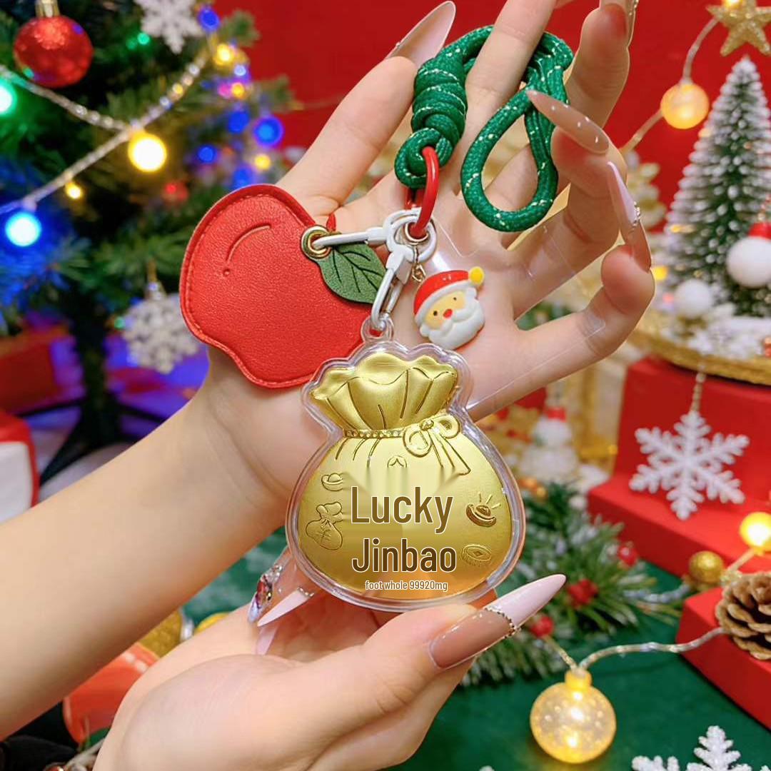 999 Pure Gold Christmas Tree Keychain Pendant - Perfect Gift or Cartoon Phone Charm