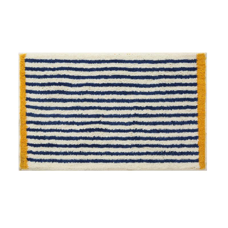 Thickened Anti-Slip Bedroom Rug: Flocked, Wear-Resistant, Water-Absorbent Foot Pad with Simple Striped Design