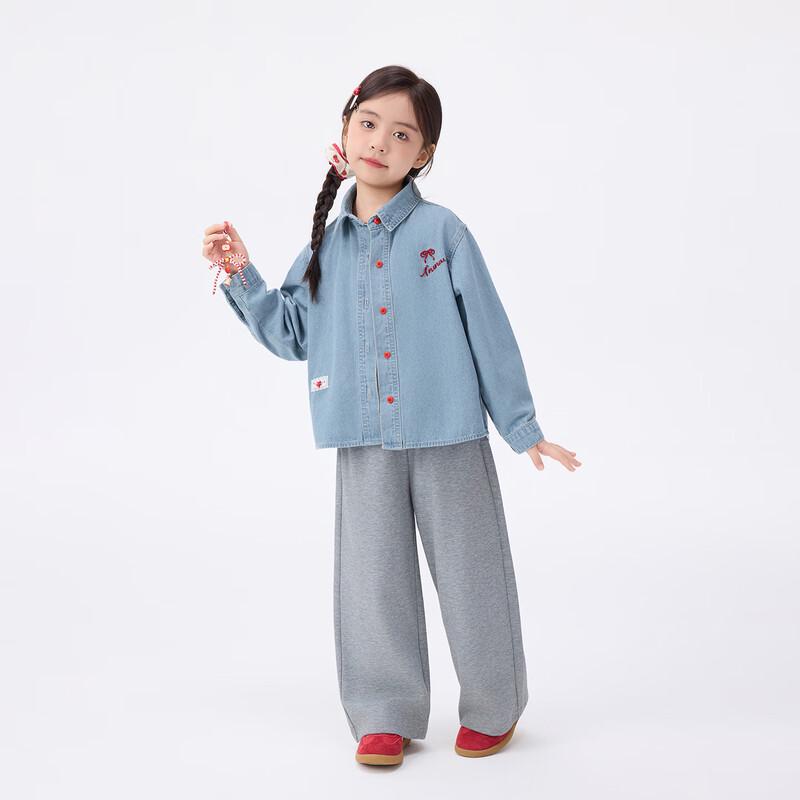 Girls' Denim Jacket with Bow Embroidery