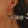 Vintage Colorful Dripping Oil Flower Hoop Earrings for Women Fashion Metal Round Circle Geometric Ear Buckle Zircon Brincos