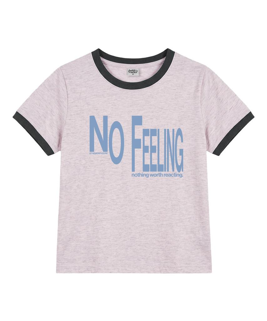 Deomopeuhauseu No Feeling Ringer Short Sleeve T-Shirt Melange Pink