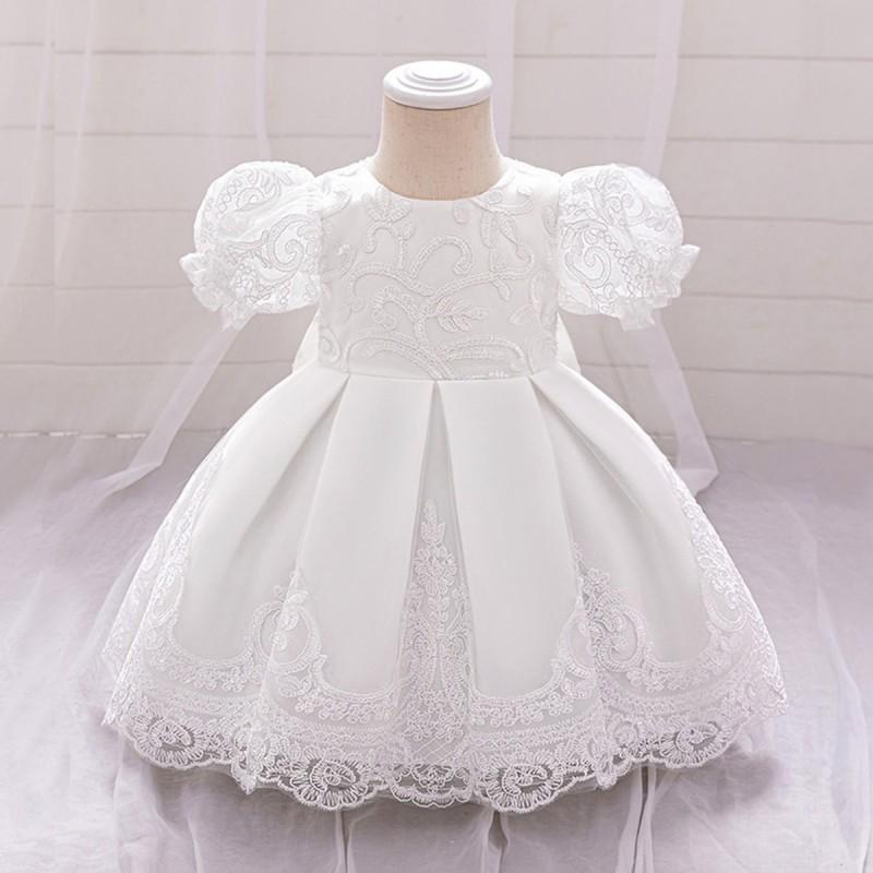 Girls Party Dress Princess Tulle Puff Sleeve Lace Weddings